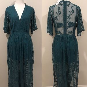 socialite lace maxi romper